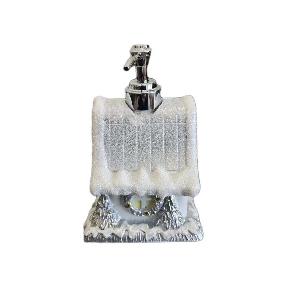 New Christmas Silver & Gold Winter Wonderland House Soap Dispenser Decoration